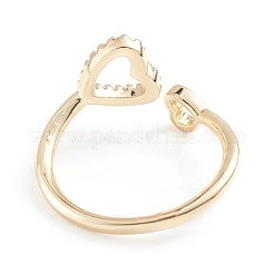 Adjustable Brass Micro Pave Clear Cubic Zirconia Cuff Rings&nbsp;RJEW-F101-20G