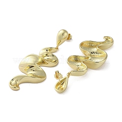 Rack Plating Twist Wave Brass Dangle Stud Earrings&nbsp;EJEW-M237-12G