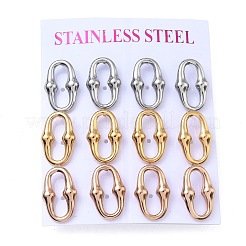 304ステンレススチールスタッドピアス6組  オーバル  PVD真空メッキ  長持ちメッキ  ミックスカラー  18.5x12mm&nbsp;EJEW-C180-01