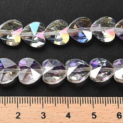 電気メッキガラスビーズセット  ハート  多面カット  透明  10x10x6mm  穴：1.2mm  約78~80個/連  28.82~28.94''（73.2~73.5センチメートル）&nbsp;EGLA-B004-01A-AB06
