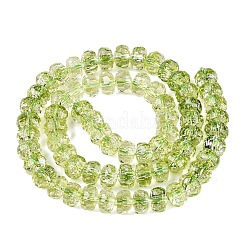 クラックル透明ガラスビーズ連売り  ロンデル  多面カット  黄緑  7.5~8x5~5.5mm  穴：1.2~1.4mm  約66~69個/連  13.78~14.37インチ（35~36.5cm）&nbsp;GLAA-N068-03A-06