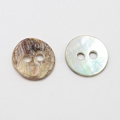 パールボタンの2  - 正孔のフラットラウンドのマザーオブパール  あこやシェルボタン  淡い茶色  9x1mm  穴：1.5mm  約2880個/袋&nbsp;SHEL-N033-06-9mm