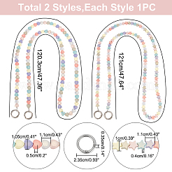 2Pcs 2 Styles Rainbow Macaron Color Resin Beaded Bag Straps&nbsp;DIY-WR0002-64