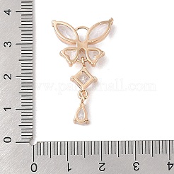 蝶のチャーム  真鍮チャーム  ガラスと  ゴールドカラー  透明  30.5x18x4mm  穴：4mm&nbsp;KK-B100-058G-01