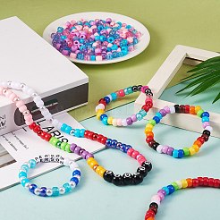 1200個2スタイル3色不透明＆透明アクリルヨーロピアンビーズ  大穴ビーズ  コラム  ミックスカラー  9x6mm  穴：4mm  200個/カラー&nbsp;OACR-SZ0001-27