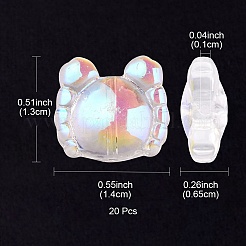 透明な電気メッキガラスビーズ  ABカラーメッキ  カニ  クリアAB  13x14x6.5mm  穴：1mm&nbsp;GLAA-YW0003-08