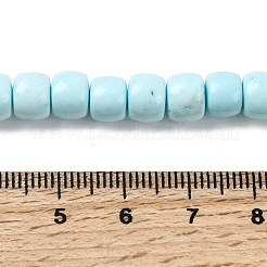 天然マグネサイトビーズ連売り  染め＆加熱  バレル  ライトシアン  7x6mm  穴：1mm  約59個/連  15.55''（39.5センチメートル）&nbsp;G-P598-C01-01B