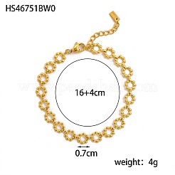 304ステンレススチールリンクチェーンブレスレット  イオンプレーティング（ip）  18KGP本金メッキ  6.30インチ（16cm）&nbsp;STAS-OY016-97G