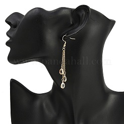Brass Glass Teardrop Dangle Earrings&nbsp;EJEW-JE06579