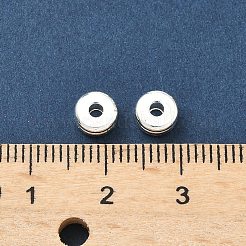 真鍮ビーズ  フラットラウンド  ラックめっき  長持ちメッキ  カドミウムフリー＆鉛フリー  925銀メッキ  5.8x3mm  穴：1.9mm&nbsp;KK-H532-38S