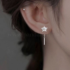 Snowflake 999 Sterling Silver Micro Pave Clear Cubic Zirconia Ear Thread&nbsp;FS-WG73423-02