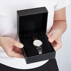 Black Paper Watch Packing Boxes with Flip-Top and Pillow Inside&nbsp;CON-WH0816-018A