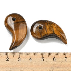 天然石タイガーアイペンダント  勾玉  34x19x10mm  穴：3mm&nbsp;G-K338-23D