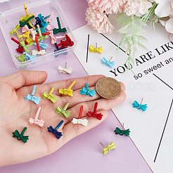40Pcs 10 Colors Alloy Bowknot Stud Earring Findings&nbsp;EJEW-GA0001-13