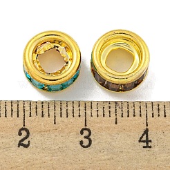 真鍮製ヨーロピアンビーズ  ガラスと  大穴ビーズ  長持ちメッキ  鉛フリー＆カドミウムフリー  フラットラウンド  ミックスカラー  18KGP本金メッキ  9.5x5.5mm  穴：4mm&nbsp;KKB-L215-028G