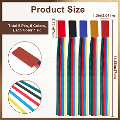 5Pcs 5 Colors Colorful Ribbon PU Leather Bookmarks&nbsp;AJEW-CP0003-86B
