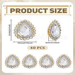合金クリスタル縫い付けラインストーン40個  ティアドロップ  シャンパンゴールド  24x19x6mm&nbsp;FIND-LP0008-62