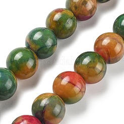天然マルチカラー瑪瑙ビーズ連売り  染め＆加熱  ラウンド  ダークチソウ  14mm  穴：1.5mm  約28個/連  15.31''（38.9センチメートル）&nbsp;G-A261-B04-14mm
