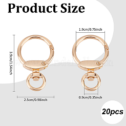 合金製回転キーチェーンスプリングゲートクラスプ20個  ライトゴールド  40x24x15mm  穴：5x8mm&nbsp;FIND-AN0001-54