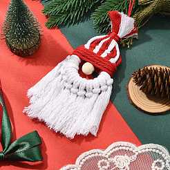 Christmas Handmade Woven Macrame Cotton Thread Santa Claus Pendant Decorations&nbsp;HJEW-JM02455-02
