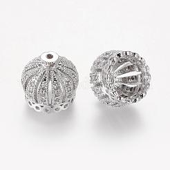 Brass Cubic Zirconia Beads&nbsp;ZIRC-F001-183B-P