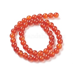 天然石ビーズ連売り  カーネリアン  染め  ラウンド  ダークオレンジ  直径約8mm  穴：1mm  約50個/連  15~16インチ&nbsp;X-GSR060