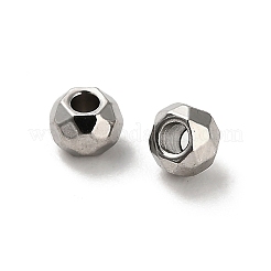 304ステンレススチールビーズ  ラウンド  ダイヤモンドカット  ステンレス鋼色  3x2.5mm  穴：1.2mm&nbsp;STAS-S167-02A-P