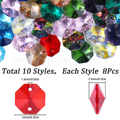 80Pcs 8 Colors Electroplate Glass Links Connectors&nbsp;EGLA-SC0001-29