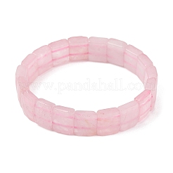 天然ローズクォーツビーズストレッチブレスレット（ユニセックス）  多面カット四角形  ビーズ：12x10x6mm  内径：2.24インチ（5.7cm）&nbsp;G-K303-02L