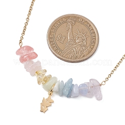 Chakra Gemstone Chip Beads & 304 Stainless Steel Butterfly Pendant Cable Chain Necklaces for Women&nbsp;NJEW-JN05826
