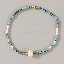 Imitation Pearl Round and Glass Seed Beaded Stretch Bracelets for Women&nbsp;ZU0307
