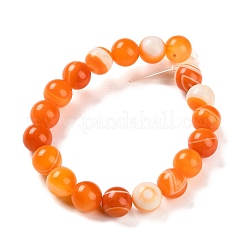 天然石縞瑪瑙/バンデットアゲートビーズ連売り  染め  ラウンド  オレンジ  10mm  穴：1.2mm  約19個/連  7.60''（19.3センチメートル）&nbsp;G-Z060-A01-C17