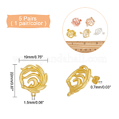 5 Pairs 5 Colors Alloy Stud Earring Findings&nbsp;PALLOY-AR0001-18