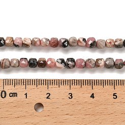 天然アルゼンチンロードナイトビーズ連売り  多面カット  キューブ  4.5x4.5x4.5mm  穴：0.8mm  約93個/連  15.35''（39センチメートル）&nbsp;G-B107-B01-01