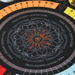Synthetic Rubber Round Tarot Divination Mat with Yes/No Pendulum Board & Tarot Card Art&nbsp;AJEW-P131-02