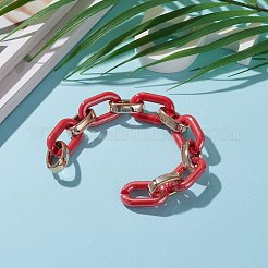 手作りの不透明アクリルアズキチェーン  ccbプラスチッククイックリンクコネクター付き  レッド  31.5x19.5x5.5mm  24.5x15.5x6.5mm  39.37インチ（1m）/連&nbsp;AJEW-JB00890-02
