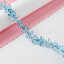 透明なガラスビーズ連  蝶  スチールブルー  8x15x4.5mm  穴：1mm  約60個/連  13.78~14.17インチ（32cm〜35cm）&nbsp;GLAA-K002-02J