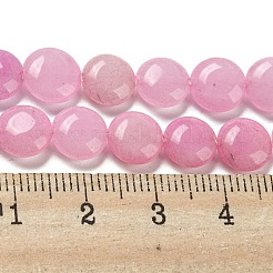 天然石ホワイトジェイドビーズ連売り  染め  フラットラウンド  パールピンク  8x4mm  穴：0.5mm  約48個/連  15.35''（39センチメートル）&nbsp;G-M420-F02-04