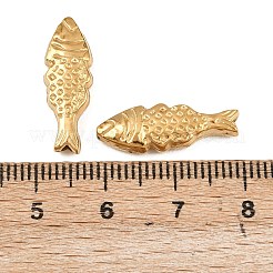 304ステンレススチールビーズ  魚  イオンプレーティング（ip）  18KGP本金メッキ  21x7x4mm  穴：1.4mm&nbsp;STAS-A132-01A-G