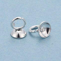 201 ステンレススチールビーズキャップペンダントベイル  グローブガラスバブルカバーペンダント用  銀  4x4mm  穴：1.2mm&nbsp;STAS-L244-27B-S