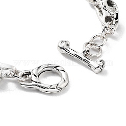 レトロ合金スカルリンクチェーンブレスレット女性男性用  アンティークシルバー  8-7/8インチ（22.5cm）&nbsp;BJEW-L684-003AS