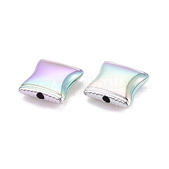UVメッキ不透明アクリルビーズ  虹色の  ビスケット  カラフル  17.5x17.5x7mm  穴：2.8mm&nbsp;OACR-Q198-09