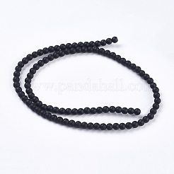 合成ブラックストーンビーズ連売り  艶消し  ラウンド  4~5mm  穴：1mm  約95個/連  15.7インチ&nbsp;G-R345-4mm-38-1
