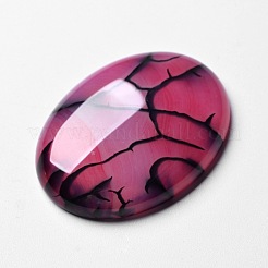 天然の龍の静脈はカボションを瑪瑙  フラットバック  オーバル  染め  濃いピンク  40x30x7mm&nbsp;X-G-F296-03-30x40mm