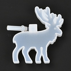 DIY クリスマス ライト シルエット シリコン型  レジン型  粘土工芸の金型ツール  クリスマスのトナカイ/鹿/鹿  ホワイト  68x70x11mm  穴：5mm&nbsp;DIY-P028-09