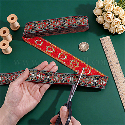 7M Flat Ethnic Style Polyester Embroidered Floral Ribbon&nbsp;OCOR-WH0077-137