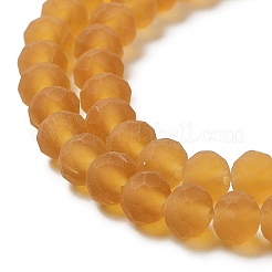 透明ガラスビーズ連売り  多面カット  艶消し  ロンデル  ゴールデンロッド  8mm  穴：1mm  約60~62個/連  39~40cm&nbsp;EGLA-A034-T8mm-MD04