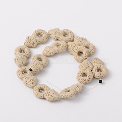 合成溶岩ロックビーズ連売り  男性のサイン/火星  染め  ベージュ  34x22x8mm  穴：1mm  約12個/連  15.7インチ&nbsp;G-N0093-17