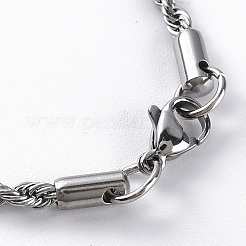 Non-Tarnish 304 Stainless Steel Rope Chain Necklaces for Men Women&nbsp;LS-NJEW-T012-03-66-S-01