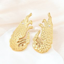 304ステンレススチールスタッドピアス  エビ  ラインストーン付き  ゴールドカラー  44x21mm&nbsp;SA-B001-01G